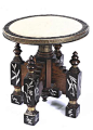 Carlo Bugatti, Stool, c. 1900, rosewood, ebony, parchment, brass and pewter inlay, 15-1/4 x 14-1/4 in. | SOLD $12,000 Sotheby's New York, March 10, 2005