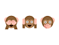 Three Wise Monkeys Flat Emoji 