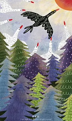 灵魂涂鸦 插画 儿童插画  树林 松树 天鹅 by恩恩呀