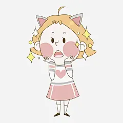 捧脸女孩_新图网 https://ixintu.com 手绘 金发女孩 爱心印花衣服 裙子 兔耳朵 闪亮 表情