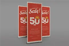 劳动节大减价促销Banner设计易拉宝海报模板PSD素材下载 Labor Day Sale Roll Up Banner