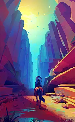 梦幻色彩！10款自然景观插画 - 优优教程网 - 自学就上优优网 - UiiiUiii.com : 来自法国概念艺术家 Quentin Marsollier 的场景作品，作者最大的灵感来自自然，奇妙的故事以及对视频游戏的热情；画面造型锋利简洁，颜色温暖明亮，给人一种别样的浪漫主义，
