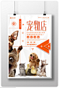 宠物店海报素材萌宠猫狗宠物用品宠物美容psd设计分层PS模板素材