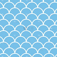 蓝色无缝鱼鳞图案。矢量海洋航海背景。创意背景与几何图形。有趣的纺织品和织物墙纸。时尚风格。五彩缤纷的
