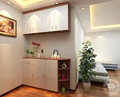 易高简约风格鞋柜|定制板式鞋柜系列产品。简约设计的四开门设计，鞋柜上面有四个储物抽屉，可用于分类放置物品，便于出门时拿去，下面的鞋柜分为五层，空间较大，能够容纳更多的鞋子。