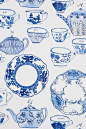 Delft Dinnerware Wallpaper by Molly Hatch