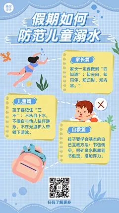 早幼教育儿假期安全知识科普海报