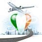 带爱尔兰国旗的旅游交通概念矢量插图