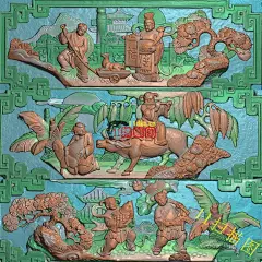58牧童精雕图童子鲤鱼扫描图人物扫描图浮雕古建筑祠堂年年有余福娃
