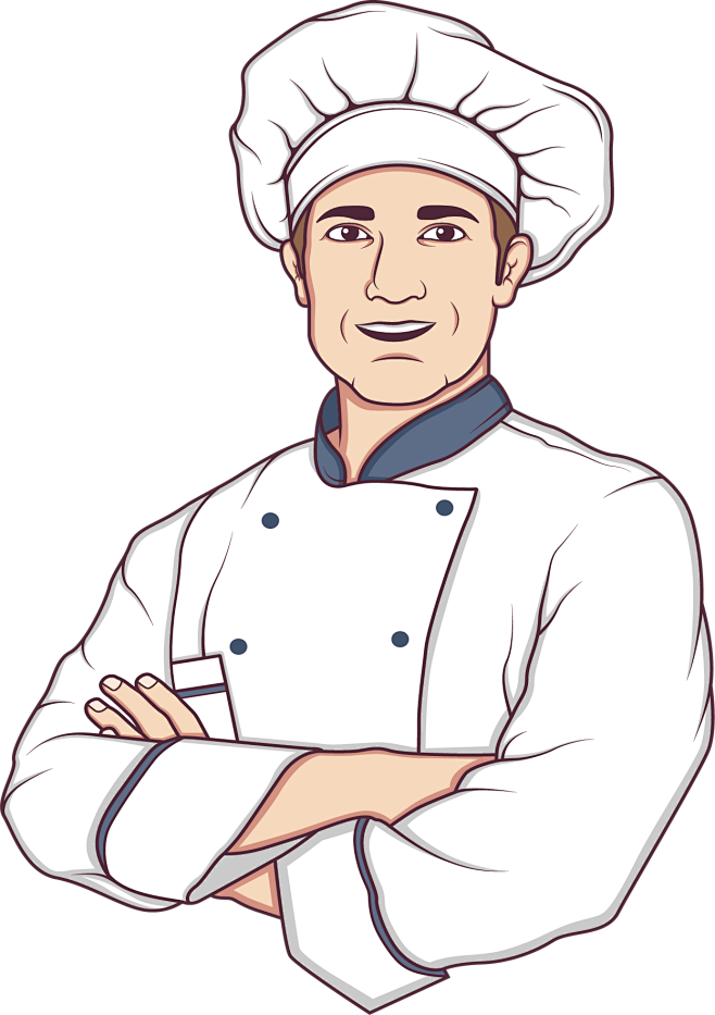 卡通厨师手绘服务员美食餐饮海报素材背景图...