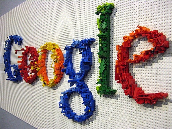 a lego wall in the o...