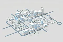 迷你都市模型建筑 3D渲染插画下载