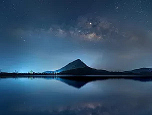 泰国,天空,夜晚,水,山,星星,银河系,...