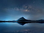 泰国,天空,夜晚,水,山,星星,银河系,在上面,北碧,反射
