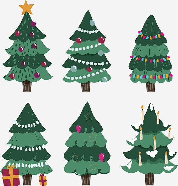 6款可爱绿色圣诞树图宝宝 卡通 设计图片...
