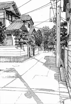 艺术家Azuma Kiyohiko的黑白城市画作#画画#