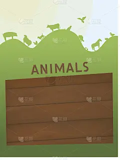 动物的剪影和木制标志