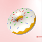 甜甜圈3D物品PNG元素C4D