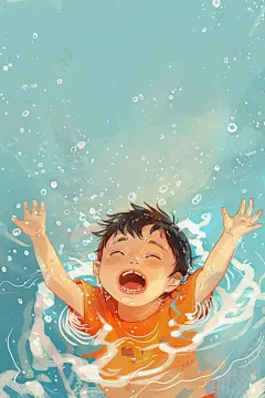 珍爱生命儿童意外落水插画