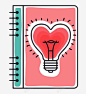笔记本上的心形灯泡 元素 免抠png 设计图片 免费下载 页面网页 平面电商 创意素材