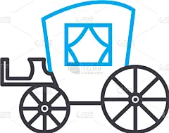 马,细的,图标,线条,长途车,白色,分离着色,传统,爱抚