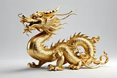真龙腾飞华贵金属黄金龙模型图片