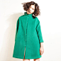 ALY-LIUYA独立设计师原创品牌翡翠绿A字羊毛大衣 新款 2013