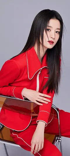王楚然新春红衣服美女手机壁纸