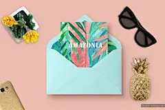 手绘水彩热带雨林植物设计素材 Tropical-leaves.-Amazonia-watercolor-设计元素-@美工云(meigongyun.com)