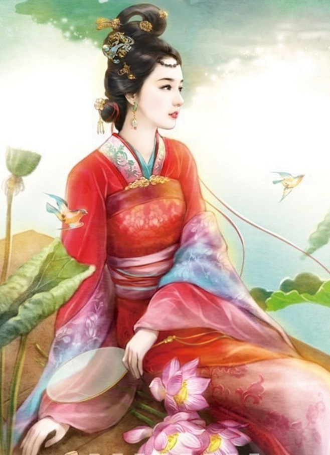 手绘古代美女.