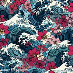 华丽的新浪潮_提示词查看_Midjourneyai绘图工具关键词描述词咒语_1024X1024像素-图案,樱花,海浪,和风,日式,浮世绘艺术,水彩画,原画,涂鸦,矢量插画-提示词编号:2023062514072434-绘ai-www.ai016.com