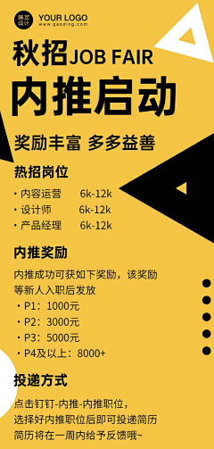 花瓣素材采集到【PSD】招聘长图海报