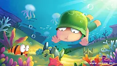海底世界炮炮兵壁纸【可爱卡通炮炮兵宽屏桌面壁纸】
