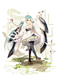 VOCALOID 同人图 插画 壁纸 | - SNOW MIKU 2018 衣装 - | 半次元-第一中文COS绘画小说社区
