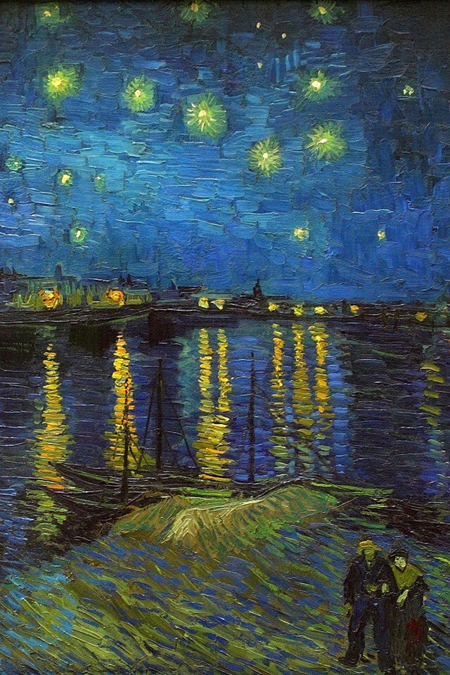 来自梵高的作品【罗纳河上的星夜】