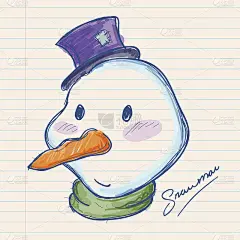 在纸上手绘雪人