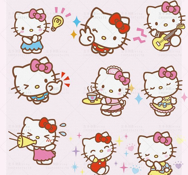 【n15】卡通可爱萌hellokitty蝴蝶结凯蒂粉红照片装饰