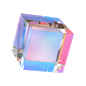 C4D立体透明立方体图形；镭射光正方体潮流元素