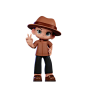 Cute Detective Showing Peace Sign  3D Illustration