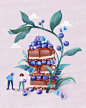 蓝莓蛋糕_筱柒玥__插画师作品_涂鸦王国gracg.com