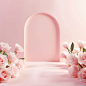 A clean pink background, complete arches, many light roses, the overall color is light pink, fresh, photography, maximum resolution, maximum perfectionism, realistic composition, professional photography, skilled technology, the best quality, perfect resu