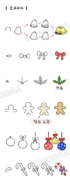 圣诞节系列简笔画过程图大合集，太实用了收藏起来#圣诞节## 挑圣诞礼物真的太难了##指尖上的艺术# ｜@基质的菊长大人 ​​​​