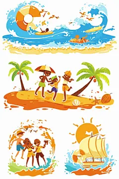 盛夏元素插画图库