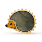 Lucky Animals Hedgehog胸针, 黄K金, 虎眼石:1 stone, FRONT, Jewelry Clip