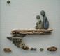 Pebble Art: Pebbles and driftwood on canvas