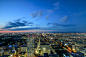 aerial view of city buildings during night time