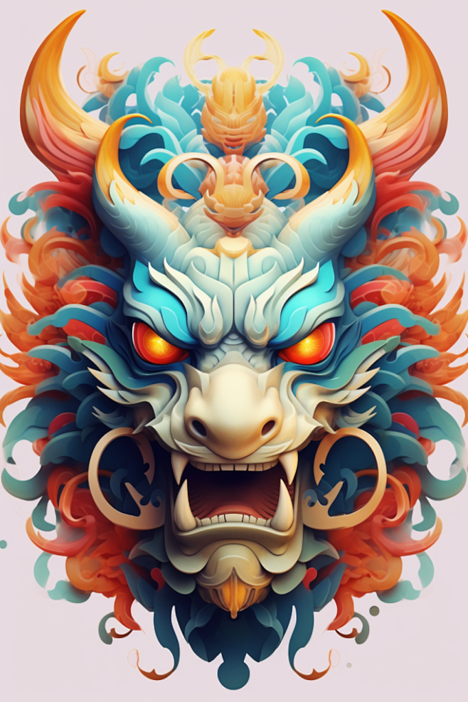 2024龙年龙头中国龙新年插画元素