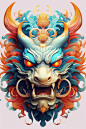2024龙年龙头中国龙新年插画元素