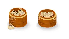 小笼包蒸包插画  - 源文件下载【酷图网】小笼包,蒸包,烧卖,早茶,美食,点心,茶楼,蒸笼,插画