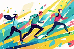 青春活力职工趣味运动会图片插画